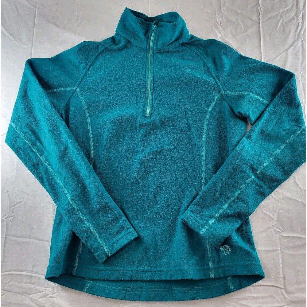 Mountain Hard Wear Pullover Womens Size Medium Green Teal Fleece 1/4 Zip Sweater